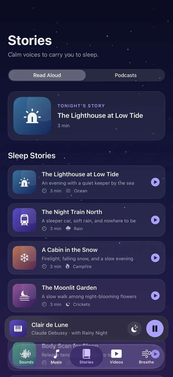 Sleep Deeper bedtime stories list